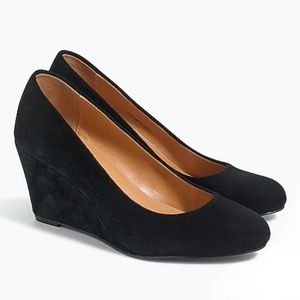 Women’s Size 6 J. Crew Black Suede Sylvia Wedges - NIB